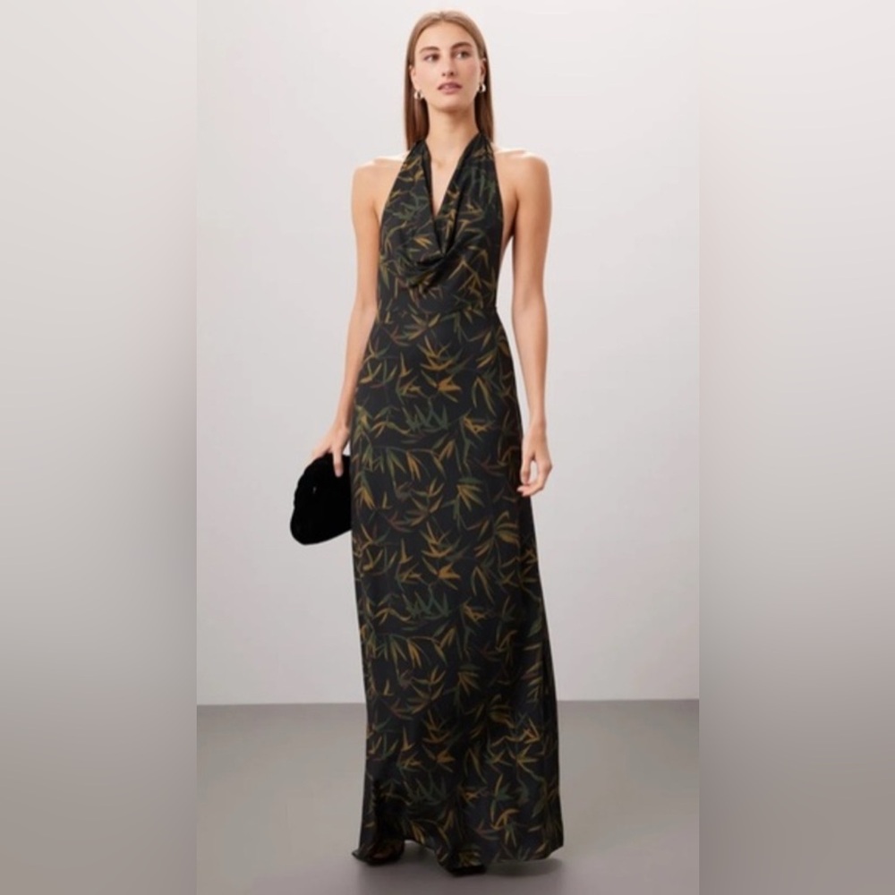 WeWoreWhat Black and Gold Patterned Maxi Dress